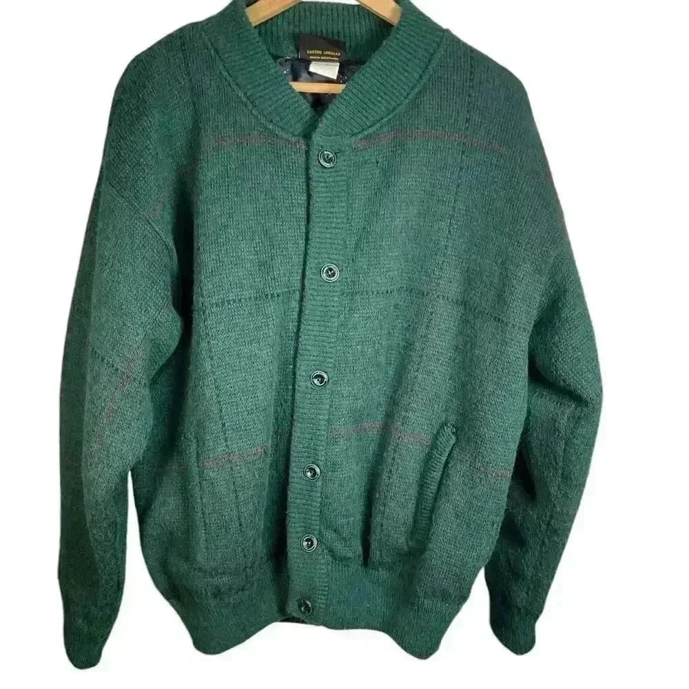 FLAVIO BRIGA Men's Chunky Cardigan Coat Size Large Hunter Green